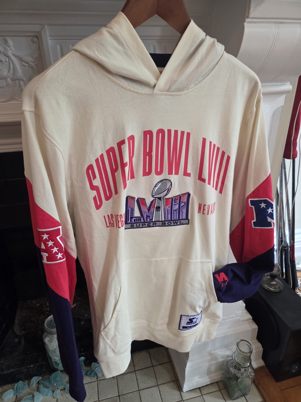 STARTER Superbowl 58 LVIII colorblock hooded sweatshirt - Small